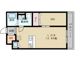 プランタン上新庄【1階】の間取り