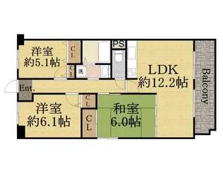 カデット真趣園宝塚【5階】の間取り