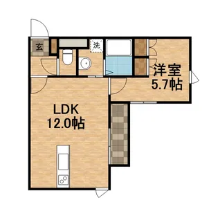 A,LUXS【105号室】の間取り