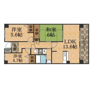 ラウルス宝塚【3階】の間取り