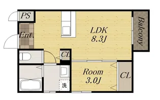1LDKの間取り画像