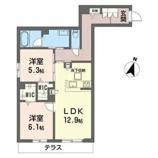 2LDKの間取り画像