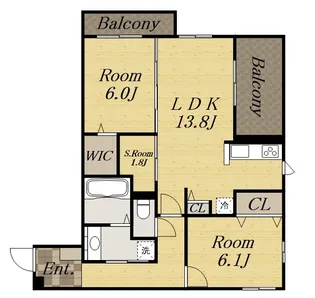 2SLDKの間取り画像