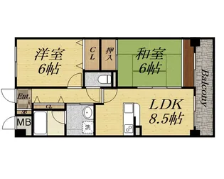 2LDKの間取り画像