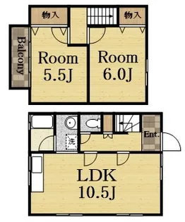 兵庫県宝塚市高司3丁目【テラスハウス】の間取り
