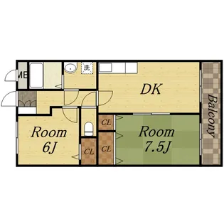 ハーティス宝塚Ⅱ【2階】の間取り