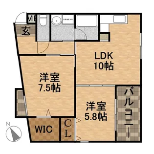 フローラル宝塚【1階】の間取り