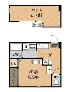 The M 宝塚【105号室】の間取り