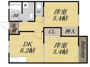サカセ川ハイツB【2階】の間取り