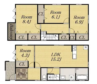兵庫県宝塚市中筋8丁目【一戸建】の間取り