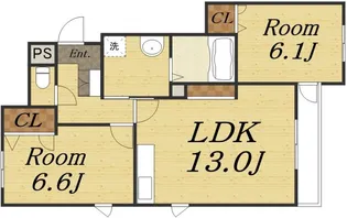 ラジェント御願塚【202号室】の間取り