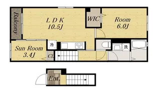 クラージュ宝塚【202号室】の間取り