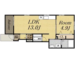 フォンテーヌ逆瀬川【1階】の間取り