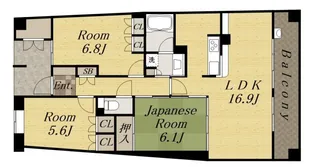リーデンススクエア宝塚リバージュ【14階】の間取り