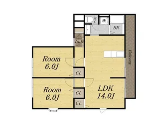 ツインコート弐番館【201号室】の間取り