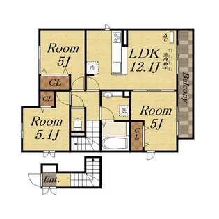 ラフィーネ武庫山A棟【2階】の間取り