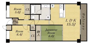 ヒルズ夙川【205号室】の間取り