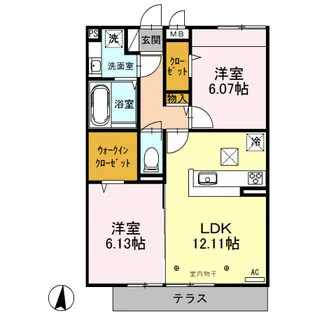 クレセール・コンテス仙波【1階】の間取り