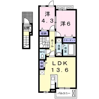 サニーレジデンスS【2階】の間取り