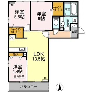 エスポアール・タカムラⅢ B棟【2階】の間取り
