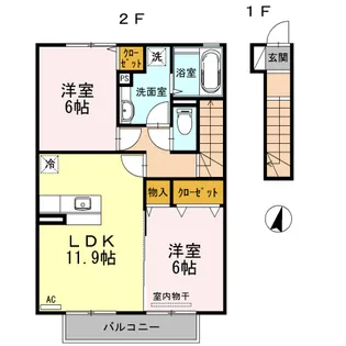 ヴィラコート J3 (West)【2階】の間取り