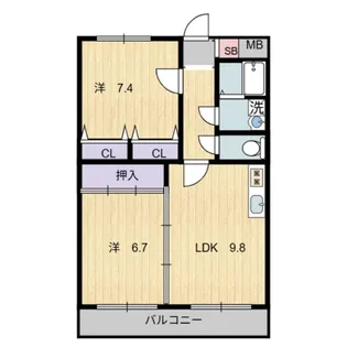 リージングマンションB棟【203号室号室】の間取り