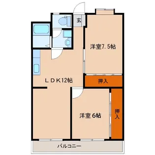 新城コーポ【102号室】の間取り