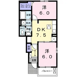 ハナミズキ ガーデン B棟【1階】の間取り