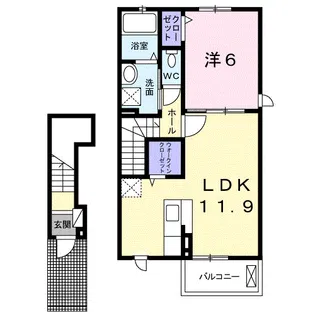 アパートメント高洲536 Ⅱ【2階】の間取り