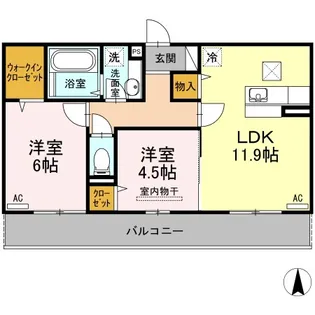 エスポアール・タカムラⅢ B棟【1階】の間取り