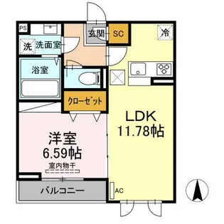 リヴィエール大島 B棟【1階】の間取り