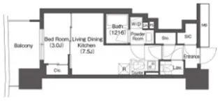 コンフォリア・リヴ本町WEST Q【17階】の間取り