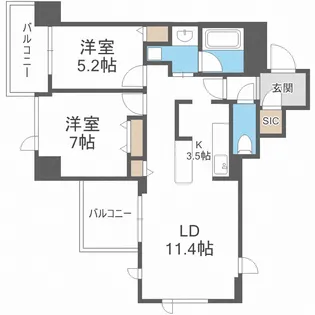 クロスレジデンス大阪新町【13階】の間取り