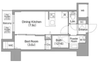 コンフォリア・リヴ北浜高麗橋【8階】の間取り