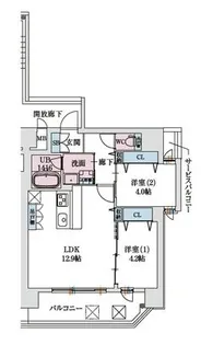 スプランディッド梅田WEST【13階】の間取り