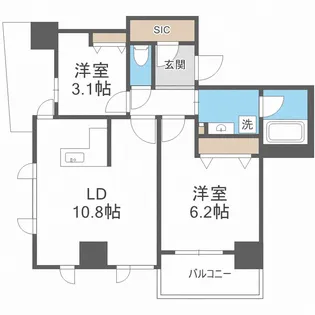 クロスレジデンス大阪新町【11階】の間取り