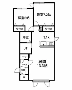 ラテラⅡB【103号室】の間取り