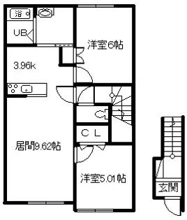 キューブⅧ【202号室】の間取り