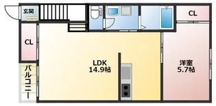 大阪府大阪市西成区聖天下1丁目【アパート】の間取り