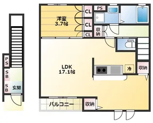 大阪府大阪市西成区松2丁目【アパート】の間取り