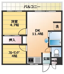 大阪府大阪市西成区南津守4丁目【マンション】の間取り