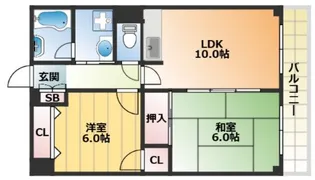 グランドハイツ天神ノ森【101号室】の間取り