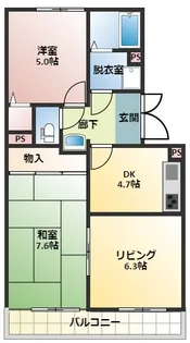 アンビション貝塚【202号室】の間取り
