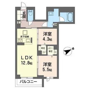 【シャーメゾン】クオリスタ都賀【107号室】の間取り