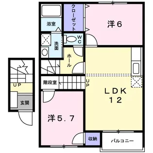 プラーノ川瀬 A【2階】の間取り