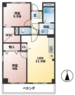 2LDKの間取り画像