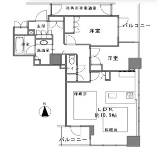 淀屋橋アップルタワーレジデンス【23階】の間取り