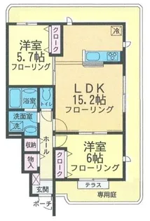 ルーランコンフォートN【101号室】の間取り
