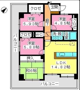 福岡県福岡市南区曰佐4丁目【マンション】の間取り
