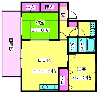 ブエノス一の谷【102号室】の間取り